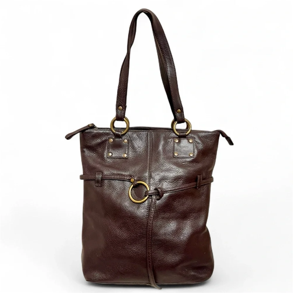 Hobo International Brown Leather Purse tote bag with brass hardware - Picture 2 of 13